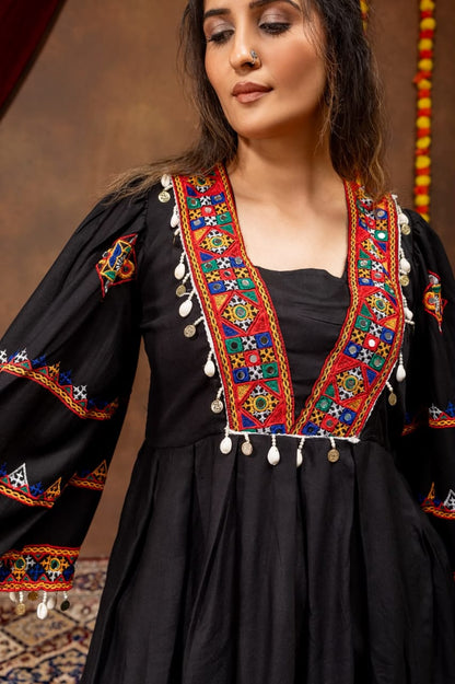 BLACK - NAVRATRI RAYON KEDIYA TOP WITH JEANS