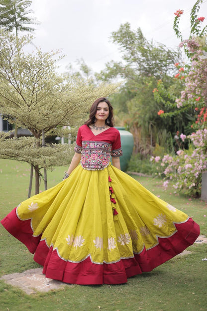 BLEND EMBROIDERED NAVRATRI LEHENGA WITH KUTCHI GAMTHI WORK