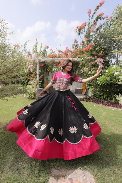 BLEND EMBROIDERED NAVRATRI LEHENGA WITH KUTCHI GAMTHI WORK