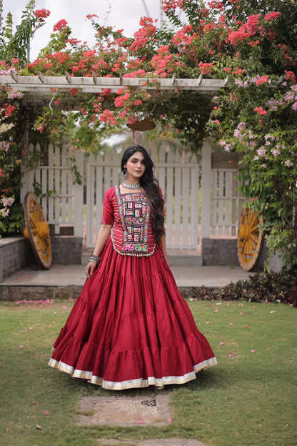 KORA COTTON LEHENGA CHOLI WITH EMBROIDERD BODICE