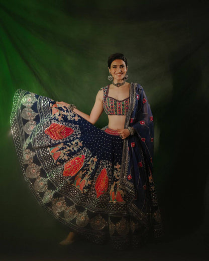 BLUE - NAVRATRI PURE COTTON LEHENGA SET