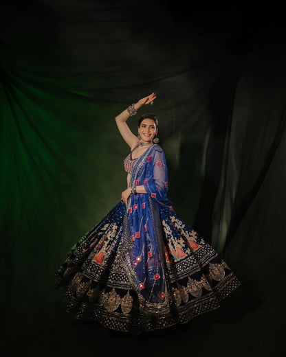 BLUE - NAVRATRI PURE COTTON LEHENGA SET
