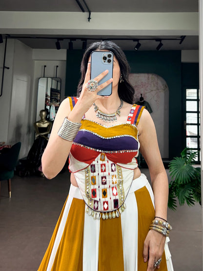 MULTI PURE COTTON PLAIN WITH GAMTHI WORK NAVRATRI LEHENGA