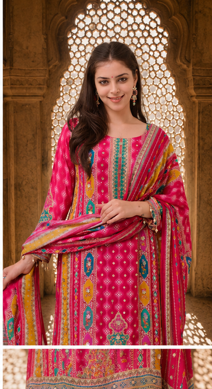 PINK SHANTI ANARKALI KODI  ROUND SET