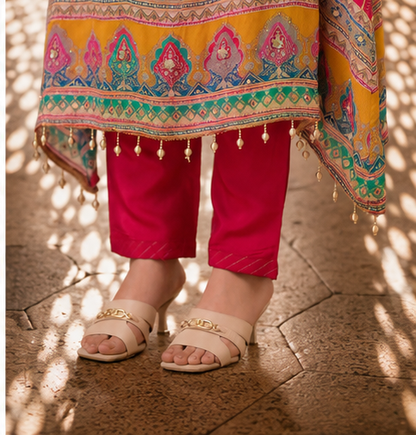 PINK SHANTI ANARKALI KODI  ROUND SET