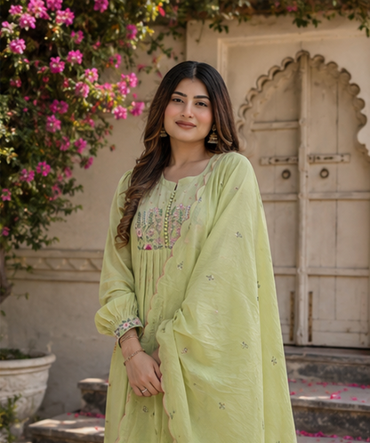 COTTON KURTA IN PISTA COLOUR