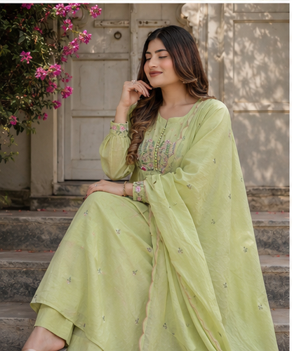COTTON KURTA IN PISTA COLOUR