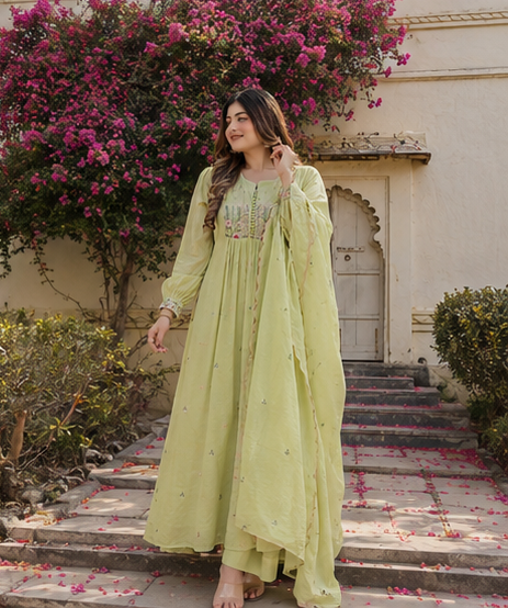 COTTON KURTA IN PISTA COLOUR