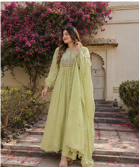 COTTON KURTA IN PISTA COLOUR