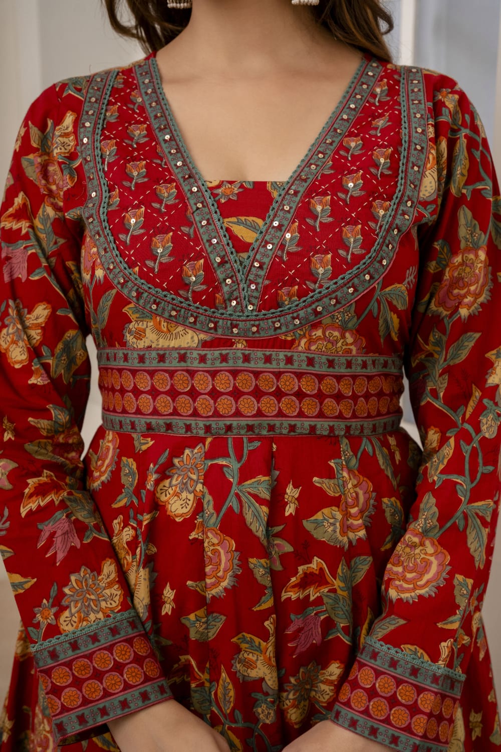 REDISH FLORISH DRESS IN COTTON - SET OF 3 - RED