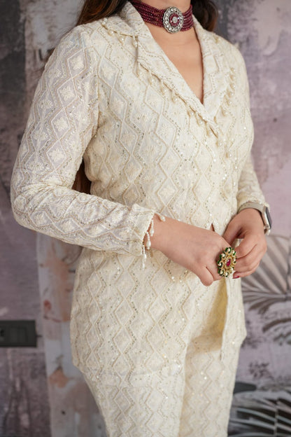 FISHLY STYLE OFF WHITE CO-ORD SET
