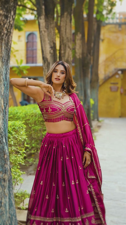 RANI PINK SEQUINS WORK FULLY STTITCHED LEHENGA SET