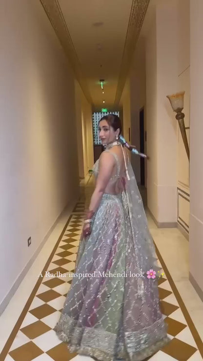 SHAADI SPECIAL - ELEGANT MULTI COLOR FULLY STITCHED LAHENGA (Fully Stitched)