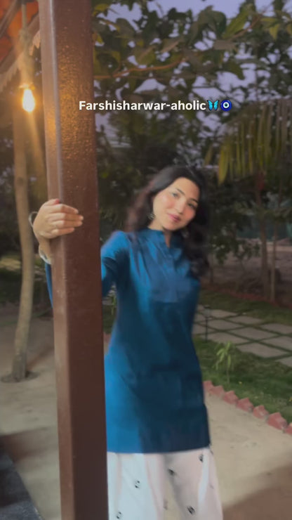 BLUE FARSHI PLAZZO SUIT SET