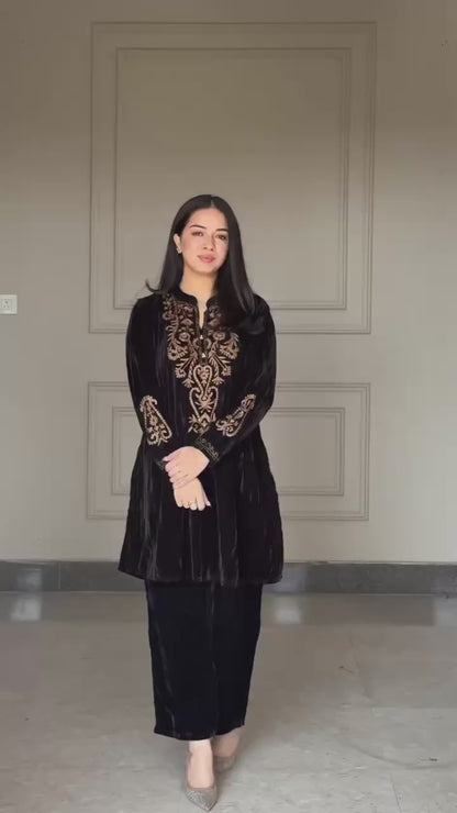 WINTER SEASON BLACK EXCLUSIVE CO-ORD SET WITH EMBROIDERY WORK