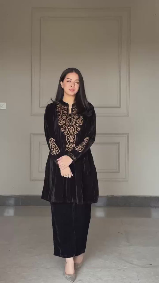 WINTER SEASON BLACK EXCLUSIVE CO-ORD SET WITH EMBROIDERY WORK