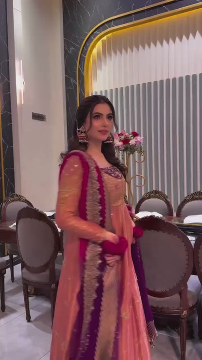 NEW DESIGNER FENDY SILK ANARKALI GOWN SET