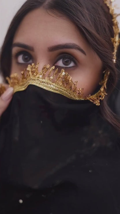 BLACK FAUX GEORGETTE HAND WORK ANARKALI SUIT