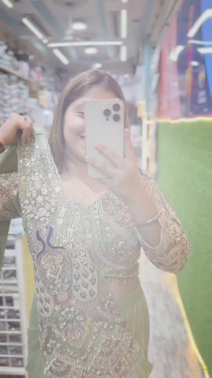 READY TO WEAR SAREE WITH HEAVY EMBROIDERY  WORK