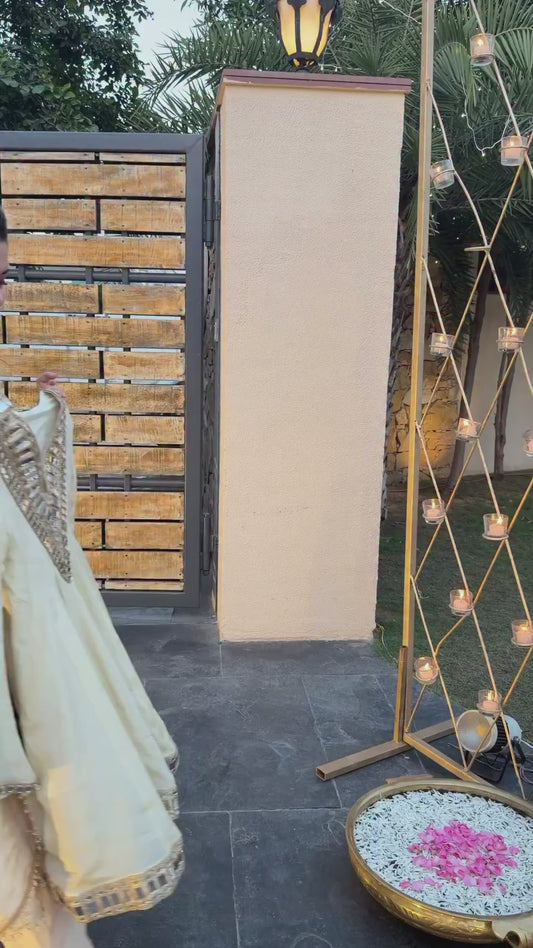 OFF WHITE- IVORY SHEESHMAHAL SHARARA SET