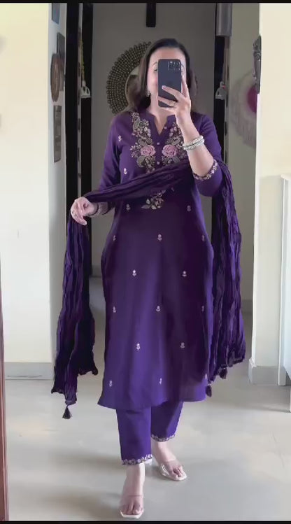 PURPLE PURE COTTON  KURTA SET