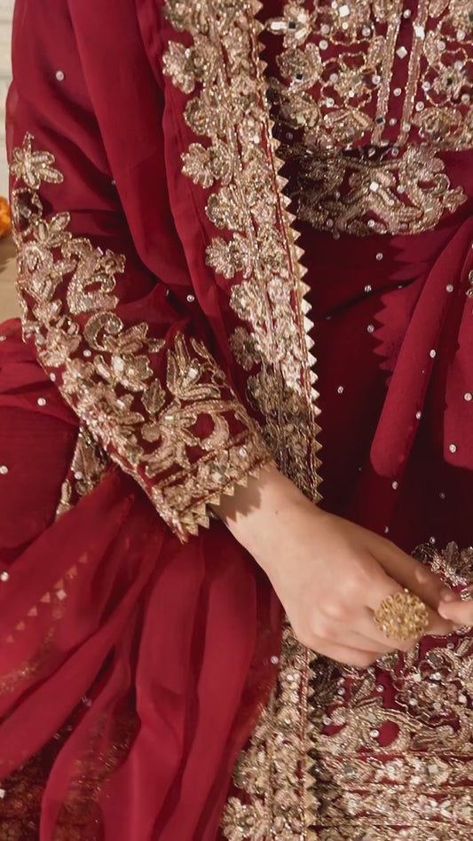 SHIMAR DESIGNER SALWAR SUIT WITH HEAVY EMBROIDERY & MOTI RIVER WORK (FULLY STTITCHED)