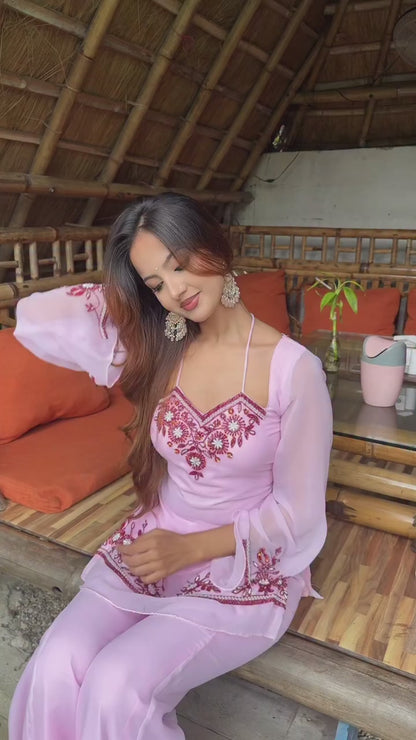 BARBIE PINK - KURTI PLAZZO SUIT SET