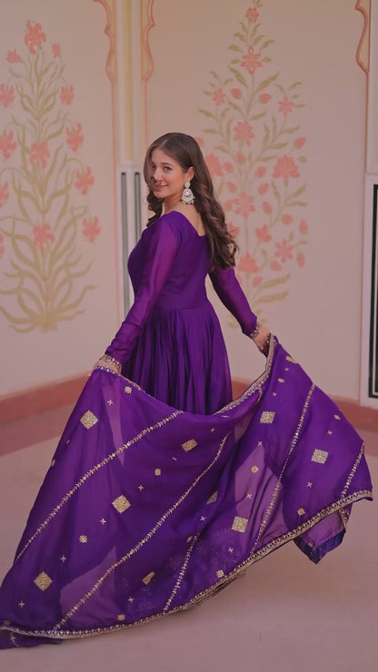 STAR GEORGETTE EMBROIDERY WORK ANARKALI GOWN