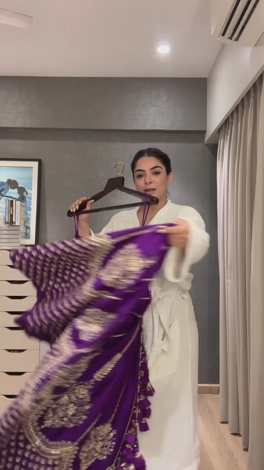 WOMEN'S PURPLE CHINON SILK EMBROIDERY SEQUENCE WORK LEHENGA CHOLI