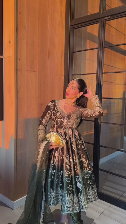 VELVET THREAD SEQUENCE WORK SUIT SET WITH BUTTERFLY NET DUPATTA (FULLY STTITCHED)