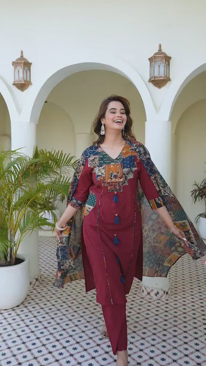AAKRITI - TRENDY PATCH WORK COTTON SUIT SET