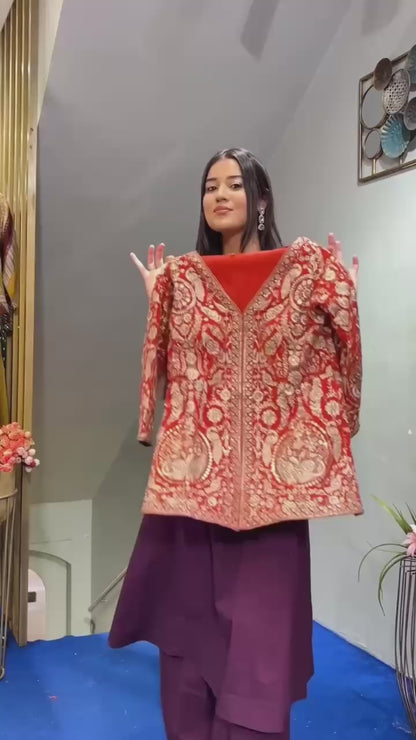 FAUX GEORGETTE PLAZZO KURTA SET WITH DUPATTA