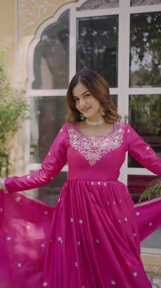 MAHARANI ANARKALI GOWN WITH EMBROIDERY WORK - SET OF 3