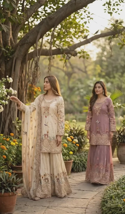 CHINON SILK  PREMIUM SHARARA SUIT SET