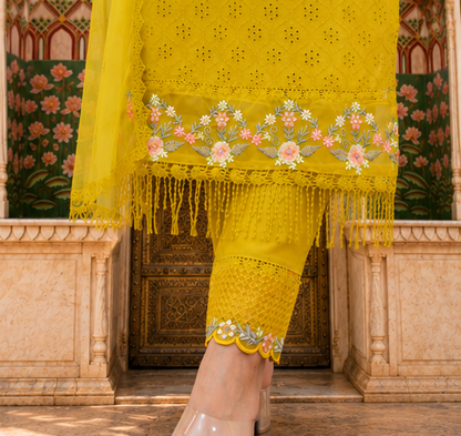 PURE COTTON PAKISTANI SCHIFFI CUTWORK SUIT SET  WITH EMBROIDERY WORK